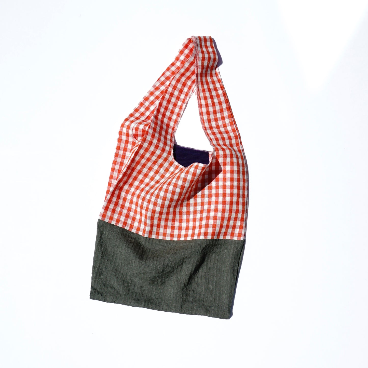 202007ECO03 Shoulder bag / gingham check-orange