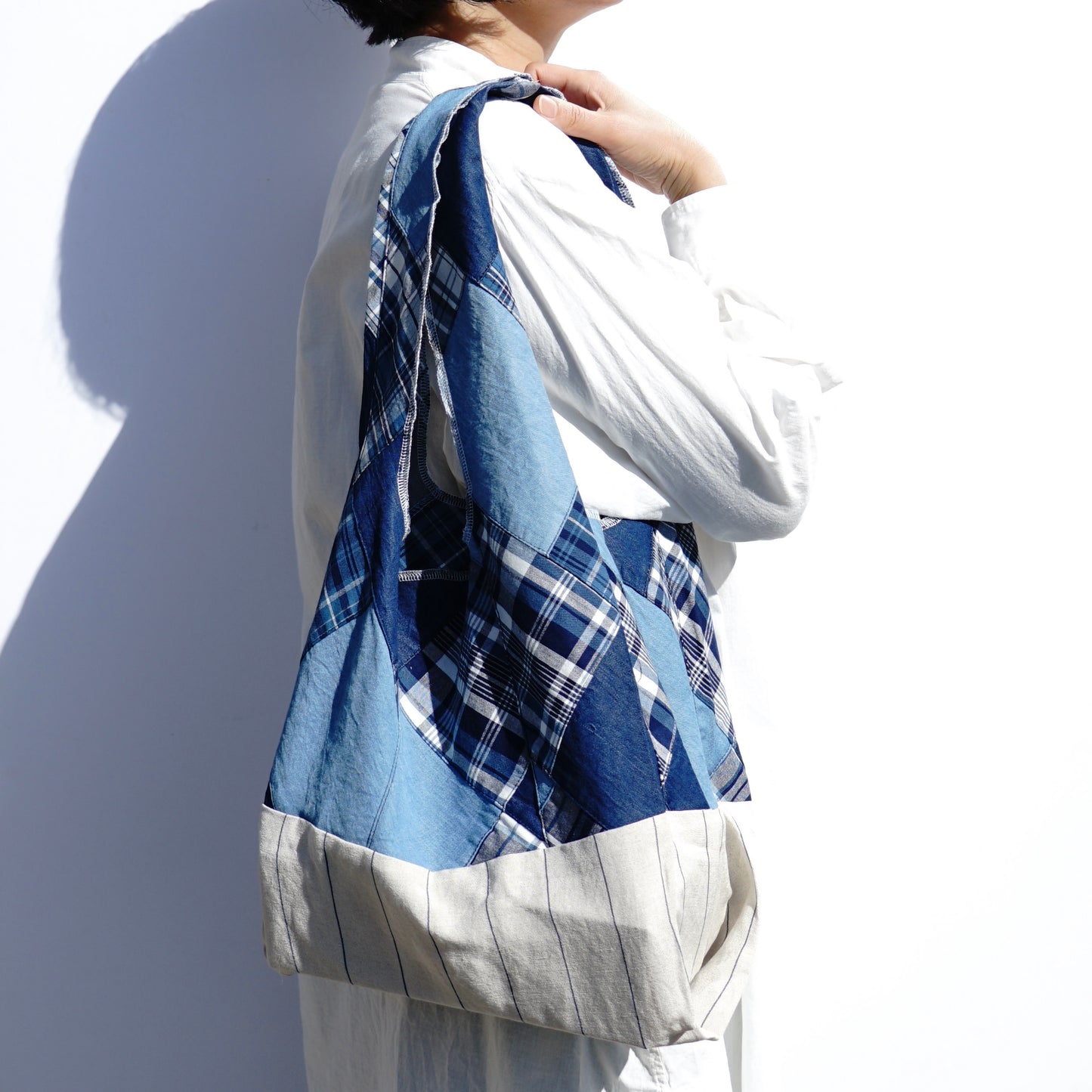 202101ECO01 Shoulder bag / patchwork-blue