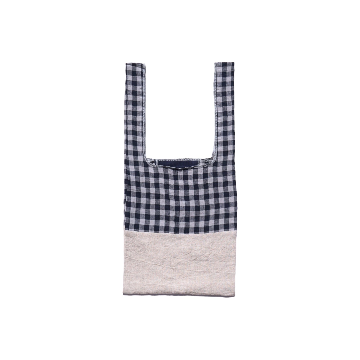 202303ECO20 Shoulder bag / cozy linen gingham-black