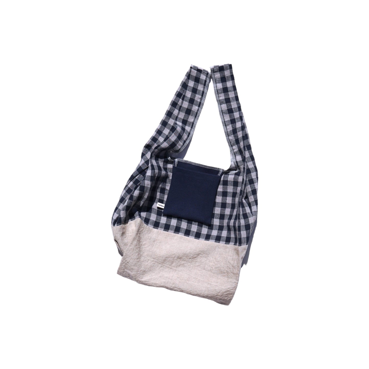 202303ECO20 Shoulder bag / cozy linen gingham-black