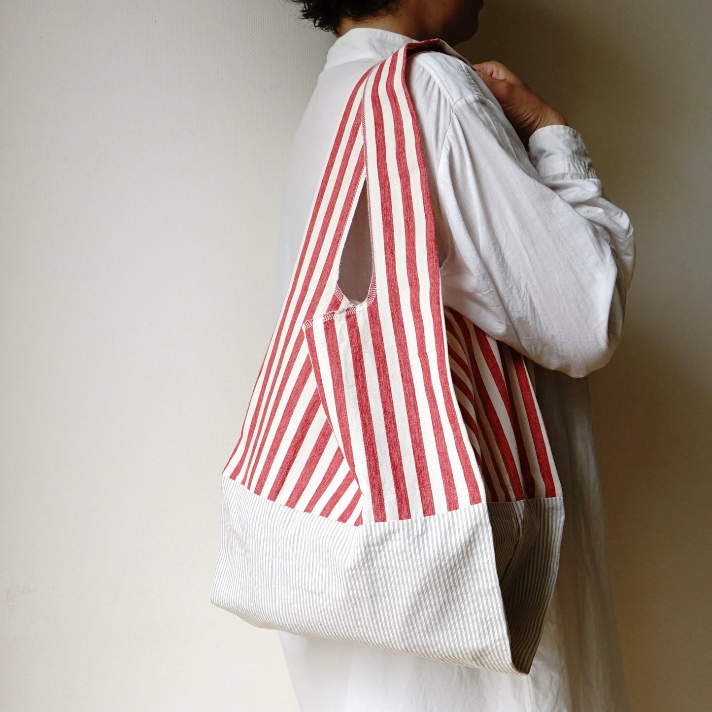 202004ECO04 Shoulder bag / Hickory stripe washer