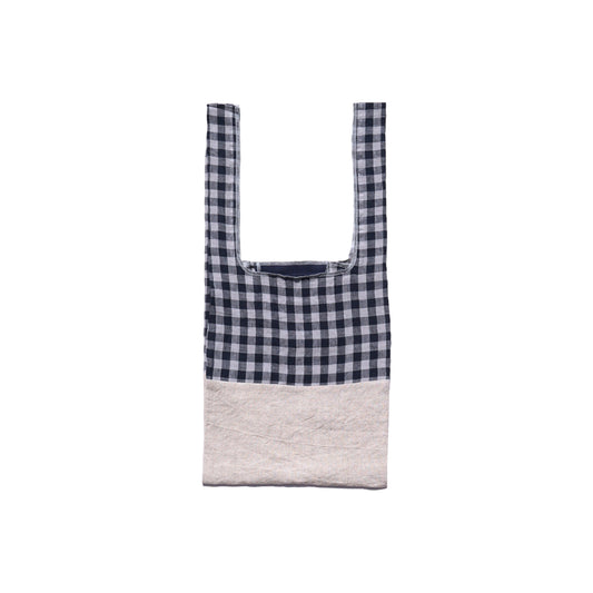 202303ECO20 Shoulder bag / cozy linen gingham-black