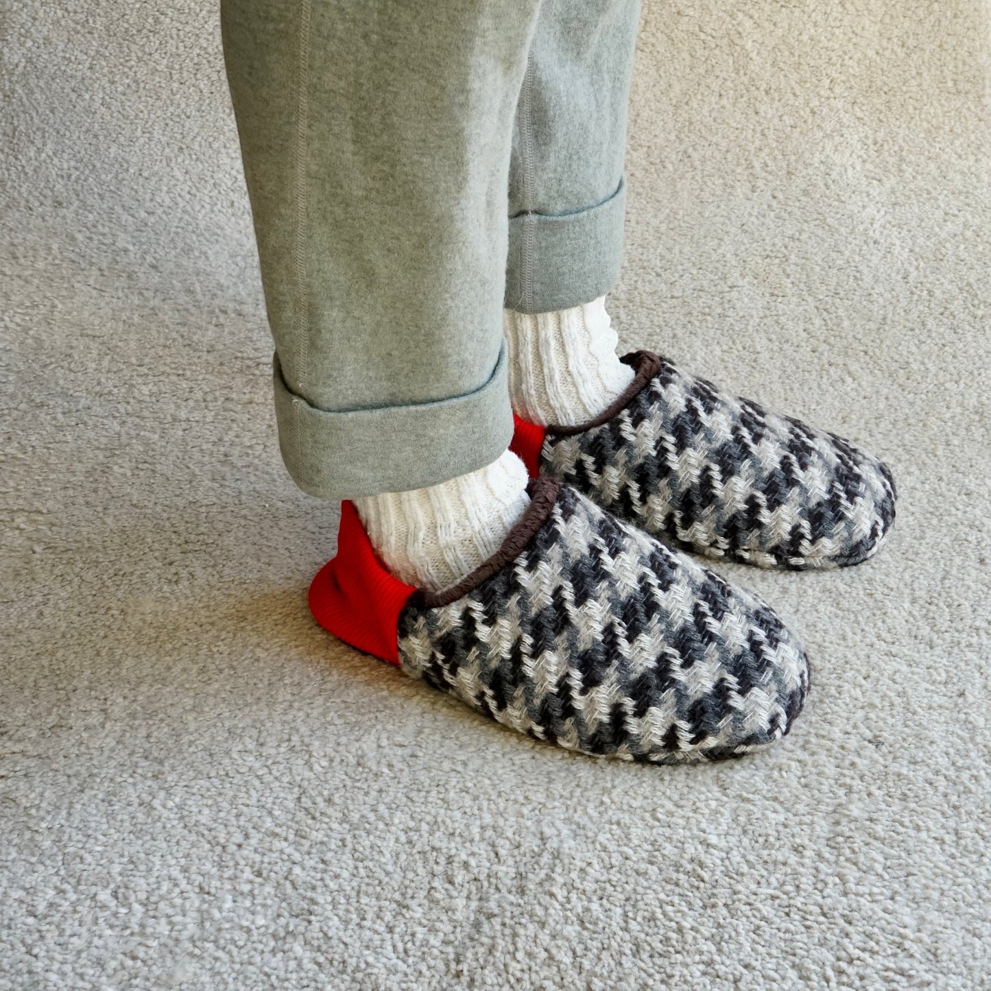 202412MRP27 Houndstooth check tweed × Fur